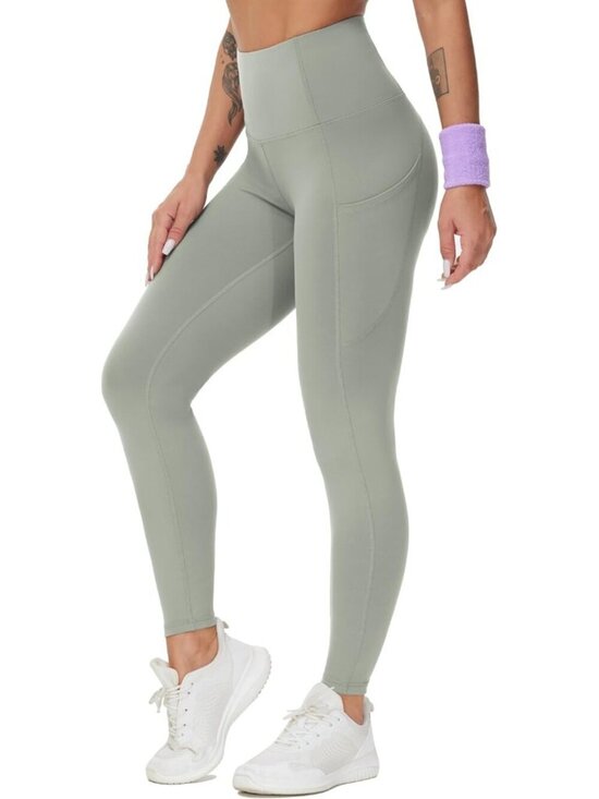 Pants - 🆕Women Neutral Light Gray Thick High Waist Tummy Control Workout Yoga Leggings